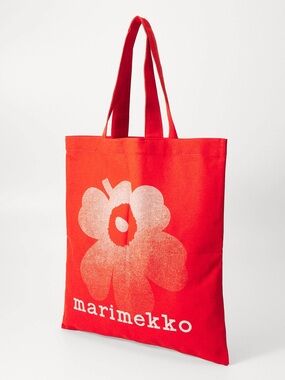 NWT Marimekko Vankka Unikko Placement Kioski Cotton/Linen Canvas Tote Bag - Red